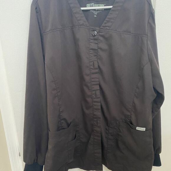 Greys Anatomy black scrub jacket sz 2XL - Picture 1 of 7